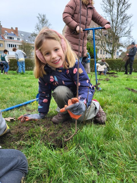 Groene speelnatuur bomen planten